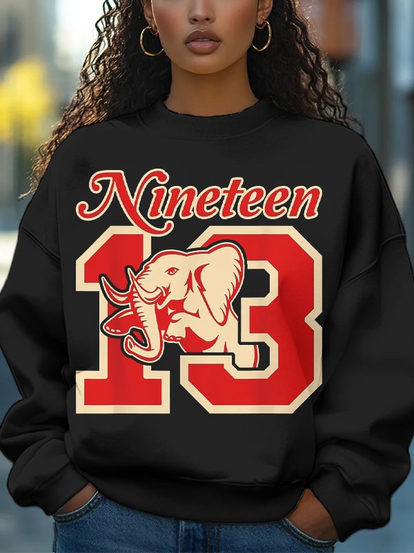 Women's Red Elephant Sisterhood 1913 Print Cotton Long Sleeve T-Shirt Thin Sweatshirt