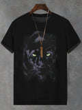 Men's Black Panther Graphic Print Cotton Casual T-Shirt