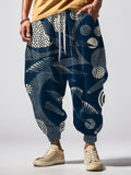 Men's Geometric Art Crane Print Loose Drawstring Waist Sweatpants