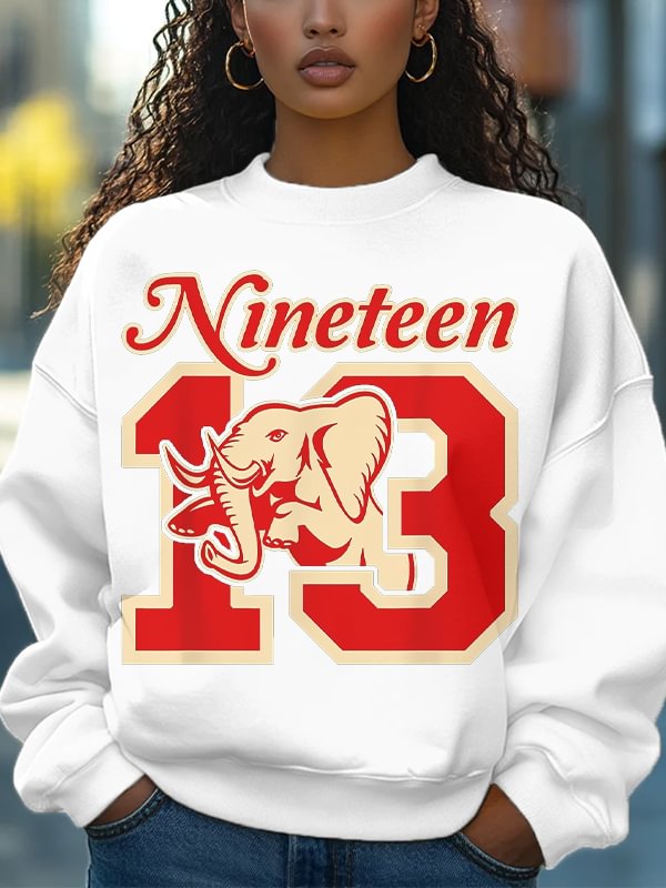 Women's Red Elephant Sisterhood 1913 Print Cotton Long Sleeve T-Shirt Thin Sweatshirt