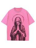 Men's Virgin Mary Praying Print Casual T-Shirt