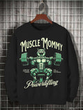 Men's Muscle Mommy Cat Powerlifting Art Print Casual Sweatshirt