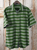 Men's St. Patrick's Day Color Block Striped Pocket Art Print Casual Shirt