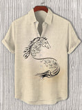 Men's Abstract Horse Calligraphy Art Print Casual Shirt