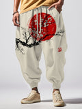 Men's Sunrise Plum Blossom Japanese Art Print Casual Loose Drawstring Sweatpants