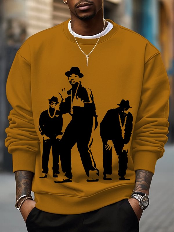 Men's 80s Hip Hop Art Print Cotton Casual Sweatshirt