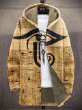 Men's Retro Tribe Totem Print Fleece Lined Hooded Trench Coat