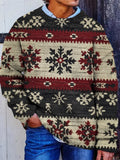Men's Snowflake Pattern Print Knit Sweatshirt