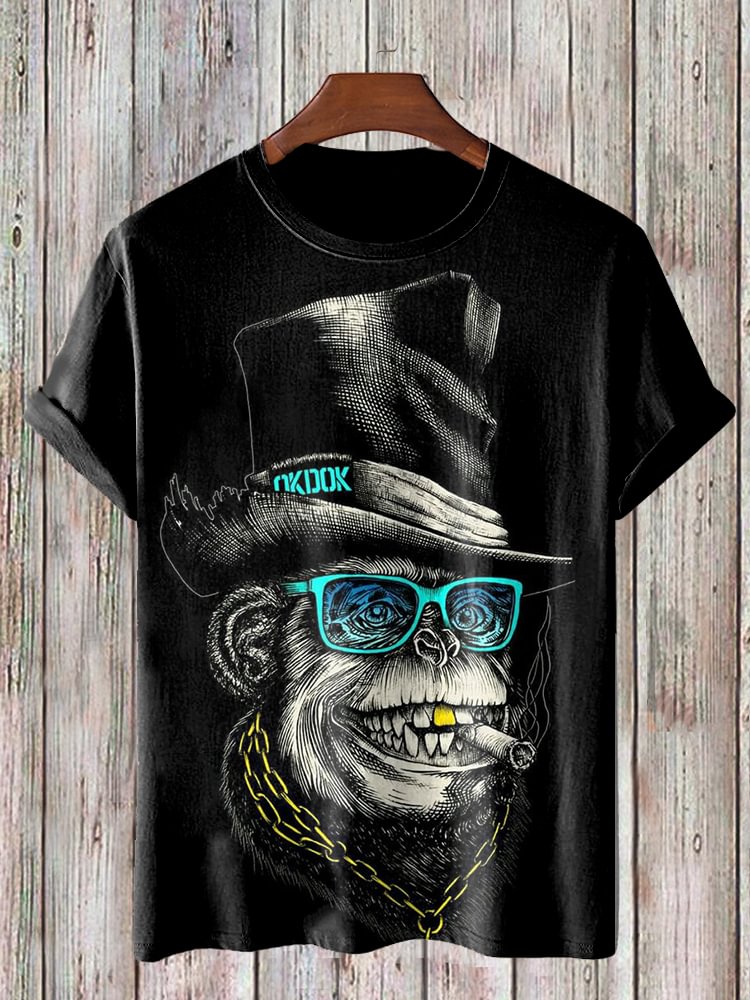Men's Funny Monkeyface Art Graphic Print T-Shirt