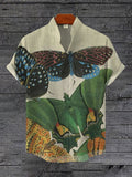 Men's Butterfly Insect Aesthetic Illustration Print Casual Short Sleeve Shirt