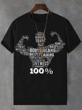 Men's Body Buiding Fitness Print Cotton Casual T-Shirt