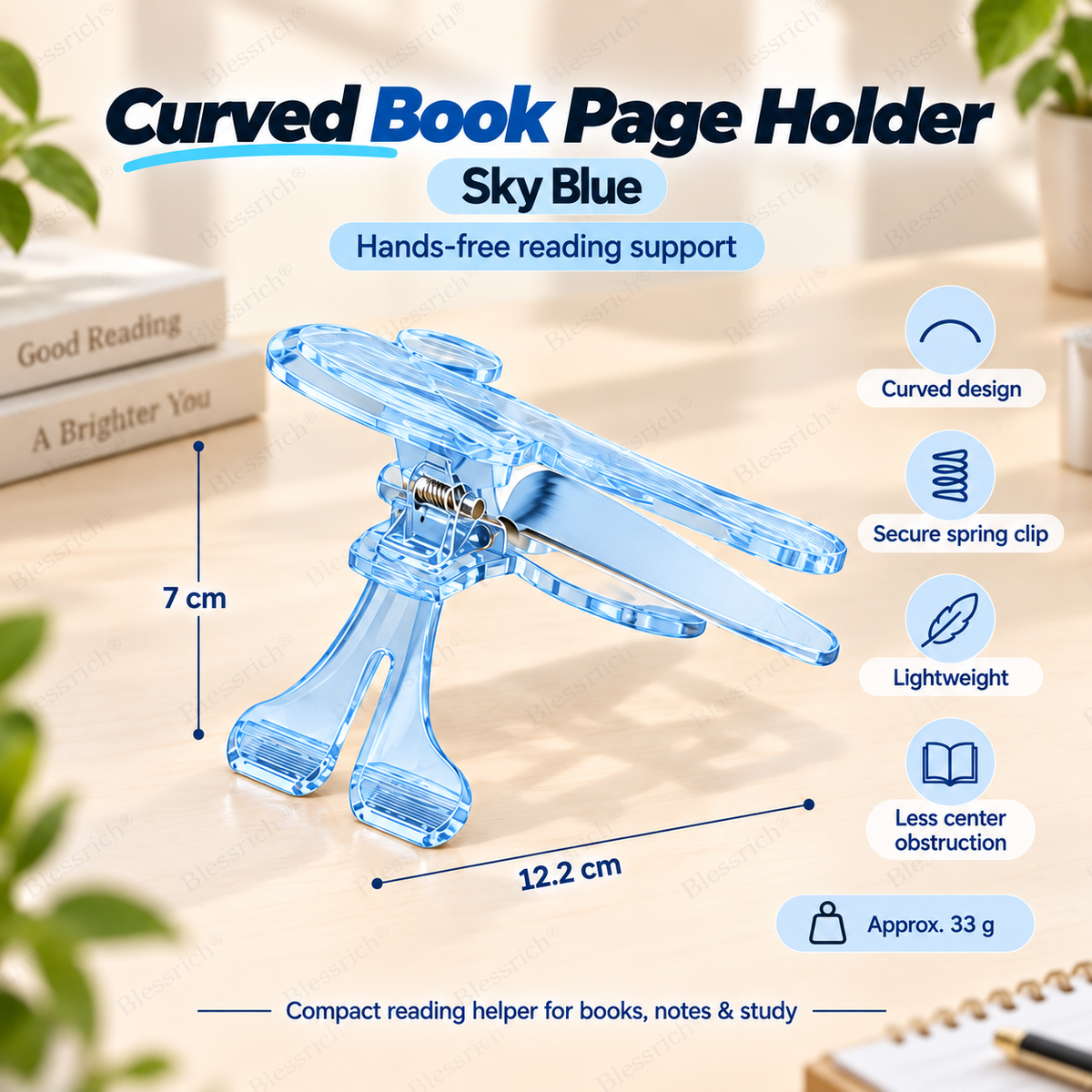 Curved Book Page Holder - 12° Raised Reading Support