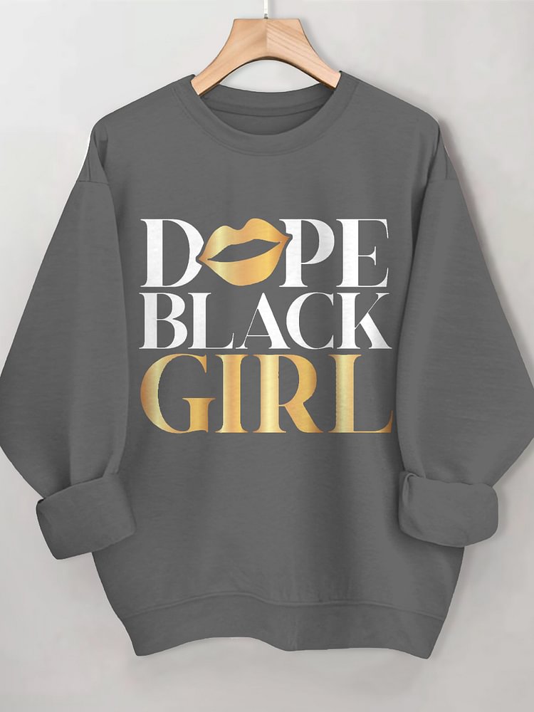 Women's Dope Black Girl Print Cotton Long Sleeve T-Shirt Thin Sweatshirt