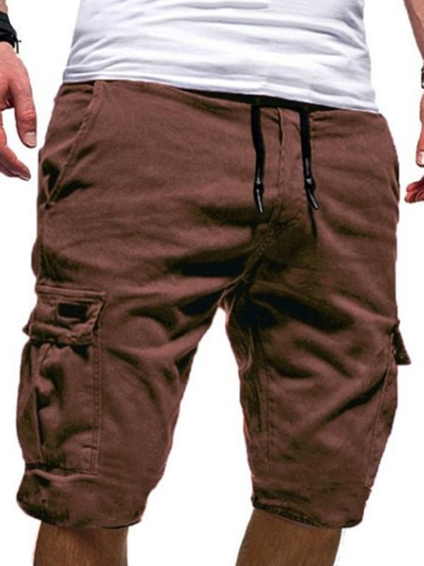 Men's Casual Sports Multi-Pocket Drawstring Cargo Shorts