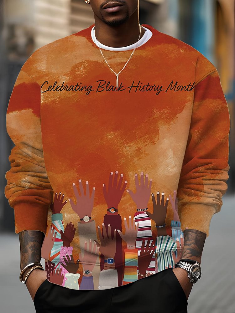 Men's Celebrating Black History Month Art Print Casual Sweatshirt