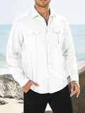 Men's Casual Chest Pockets Single Breasted Long Sleeve Shirt