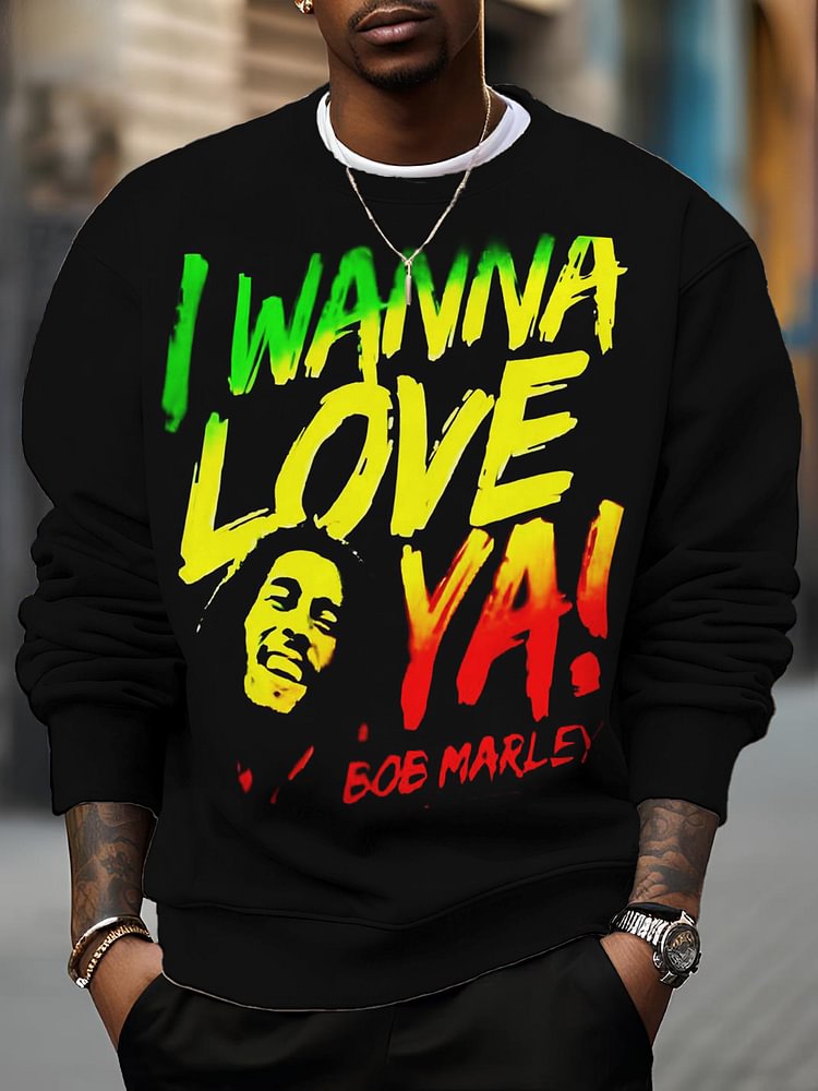 Men's I Wanna Love Ya Reggae Music Art Print Casual Sweatshirt