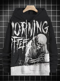 Men's Morning Coffee Skull Print Casual Hoodie