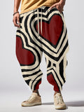Men's Valentine's Day Love Print Loose Drawstring Waist Sweatpants