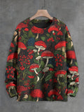 Men's Floral Mushroom All Over Print Knit Sweatshirt