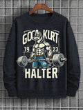 Men's Wolf Gym Weightlifting Bodybuilder Fitness Art Print Casual Sweatshirt