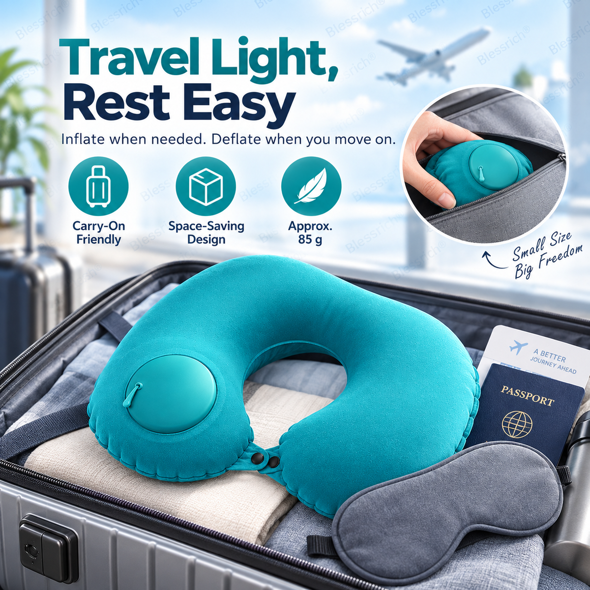 Portable Inflatable Travel Neck Pillow