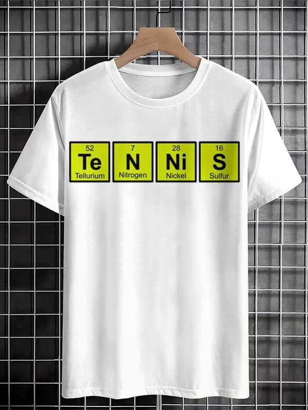 Men's Fun Chemistry And Tennis Graphic Print Cotton Casual T-Shirt