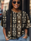 Women's African Vintage Art Geometric Print Casual T-Shirt