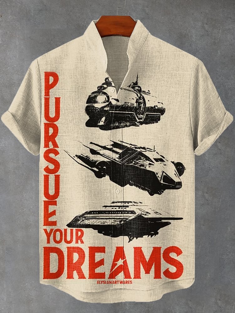 Men's Pursue Your Dreams Vintage Car Art Print Casual Shirt