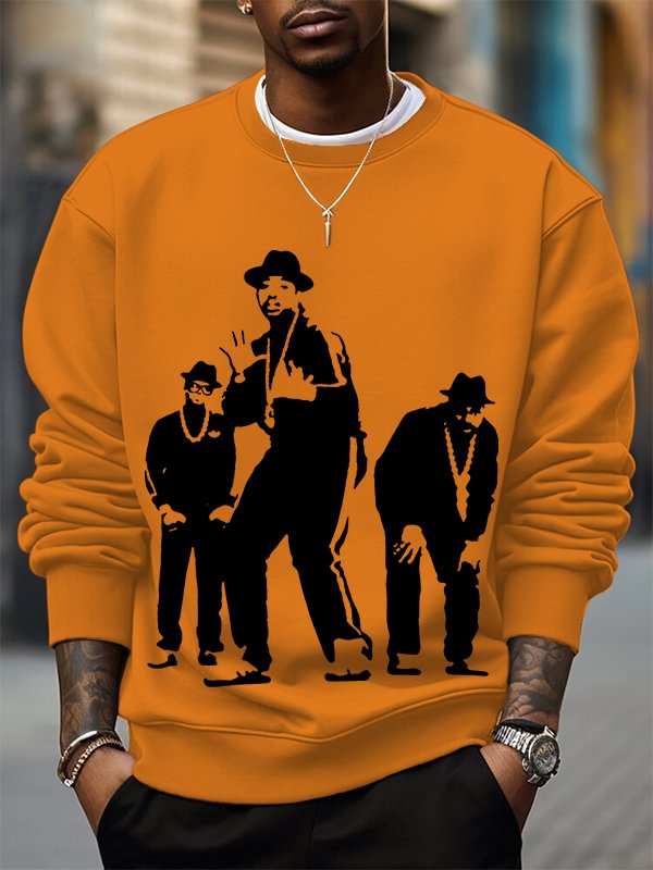 Men's 80s Hip Hop Art Print Cotton Casual Sweatshirt