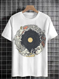 Men's Skeleton Shark Crocodile Surfing Print Cotton Casual T-Shirt