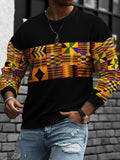Men's Tribal Pattern Print Colorblock Black History Month Sweatshirt