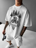Men's Viking Ancient Celtic Triskelion Pattern Print Casual T-Shirt