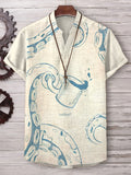 Men's Funny Octopus Coffee Art Print V Neck T-Shirt
