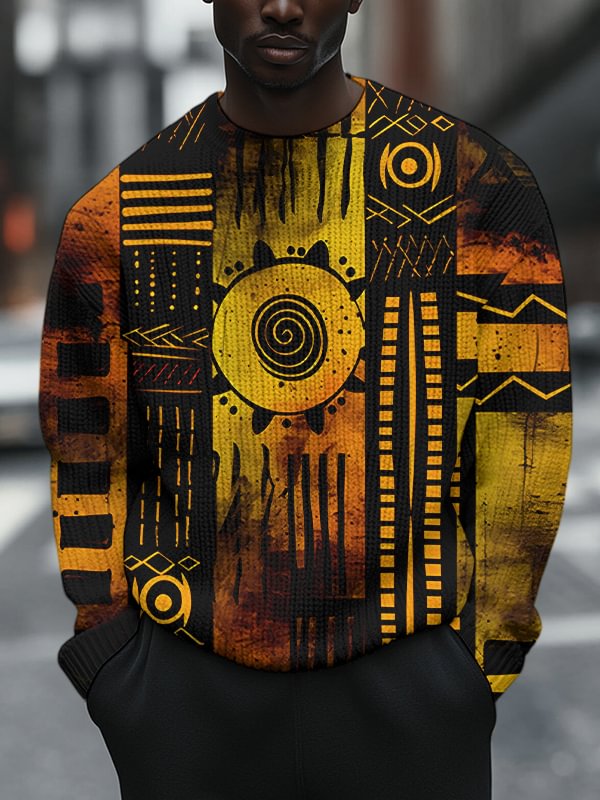Men's African Culture Abstract Art Print Knit Sweatshirt