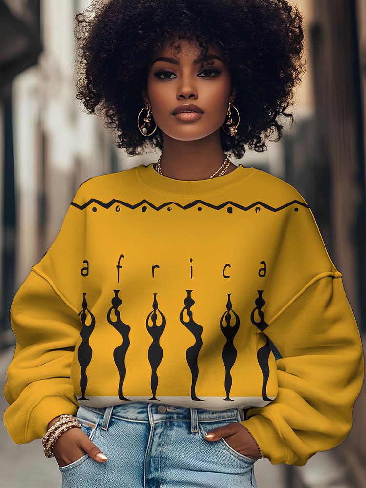 Women's Africa Dancing Art Print Casual Sweatshirt