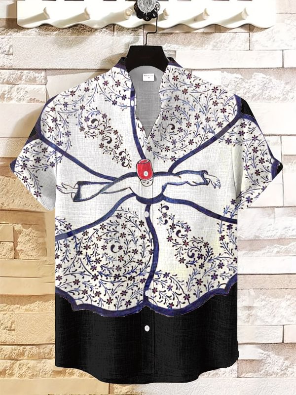 Men's Traditional Patterns Dance Art Print Casual Shirt
