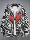 Men's Love Funny Graffiti Art Print Hooded Zip Up Jacket
