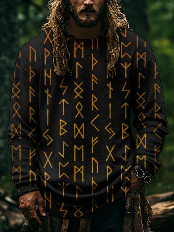 Men's Mythical Viking Runes Print Casual Sweatshirt