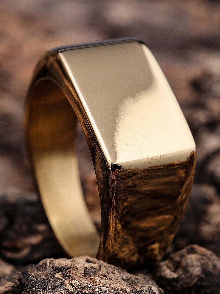 Men's Hip Hop Rectangular Mirror Solid Color Rings