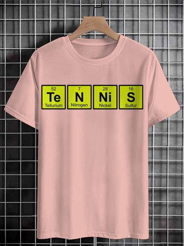 Men's Fun Chemistry And Tennis Graphic Print Cotton Casual T-Shirt