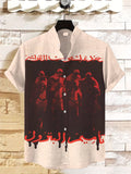 Men's Calligraphy Patterns Horse Illustration Print Casual Shirt