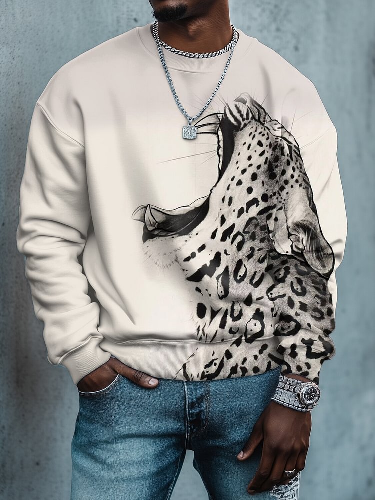 Men's Leopard Art Print Casual Sweatshirt
