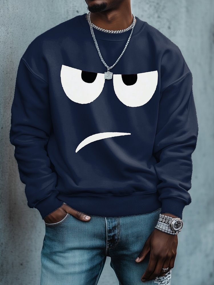 Men's Funny Cartoon Emoticons Print Cotton Casual Sweatshirt