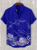 Men's Cartoon Marine Organism Art Print Casual Shirt
