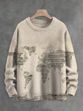Men's Musical Note Map Art Print Knit Sweatshirt