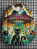 Men's UFO Kidnaps Black Cat Art Print Hooded Sweatshirt
