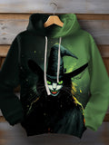 Men's Spooky Black Cat Witch Art Casual Hoodie