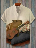 Men's Guinea Pig Playing Guitar Art Print Casual Shirt