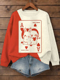 Women's Bunny Cupid Poker Print Casual Sweatshirt